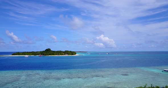 Daytime aerial abstract shot of a white sandy paradise beach and aqua turquoise water background in  alt
