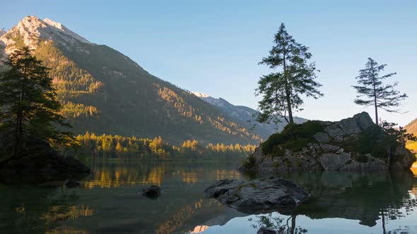 Dawn of the Mountain Forest Lake Hintersee