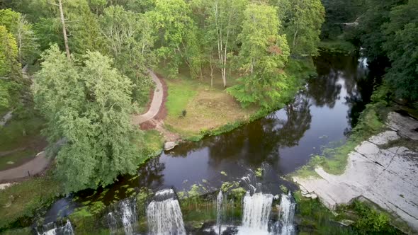 Aerial Landscape of the Keila Waterfall Estonia Located on Keila River in Harju County. A Full 6 Met alt