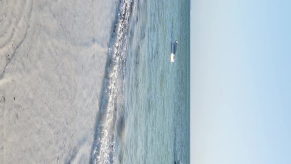 Zanzibar Tanzania  Vertical Video of the Ocean Near the Coast Slow Motion alt