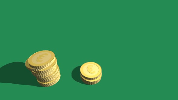 An economy and financial concept with a raising stack of gold euro coins. alt