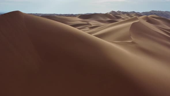 Aerial View of Sand Dunes in Gobi Desert, Mongolia alt