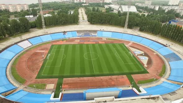 Aerial View To Soccer Field on Stadium
