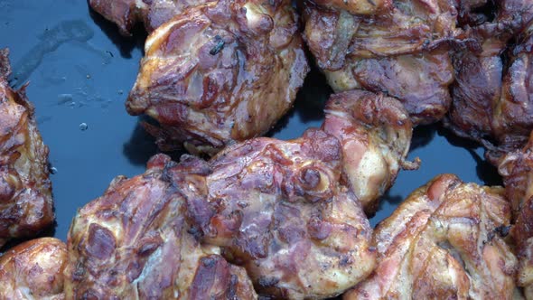 Tasty and spicy grilled chicken meat with spices.