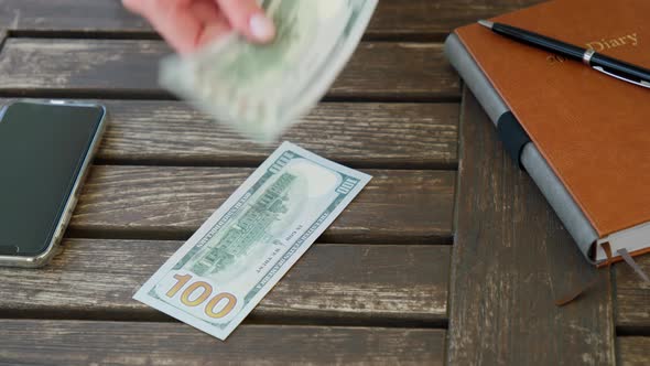 Slow Motion 100 American Dollar Bills Cash Money Banknotes Finance Concept alt