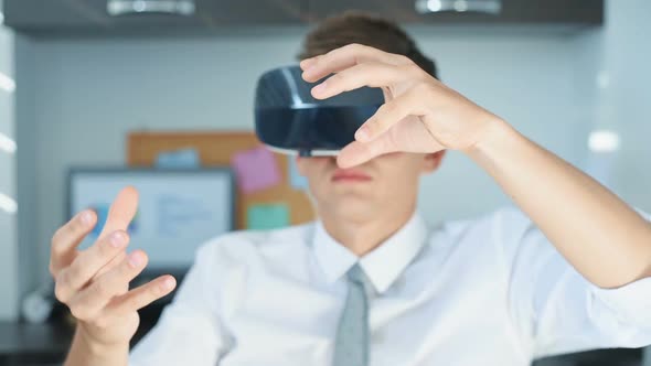 Businessman Using Virtual Reality Headset