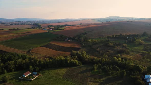 Landscapes of suburbs and villages of Ukraine Aerial view.