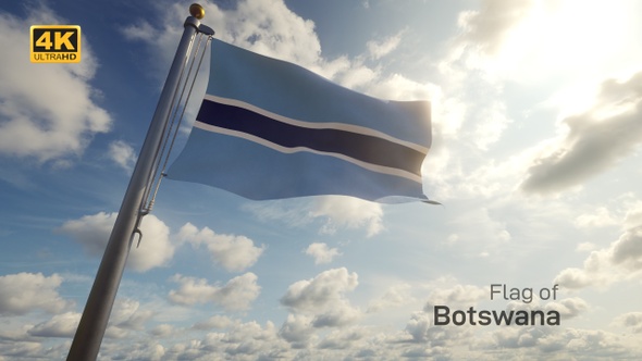 Botswana Flag on a Flagpole - 4K alt