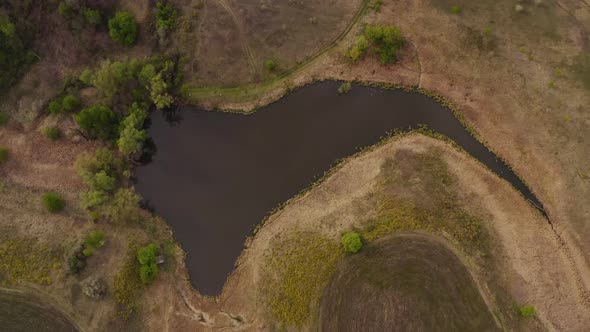 Top View of a Mysterious Lake, a Strange Place with Unusual Energy
