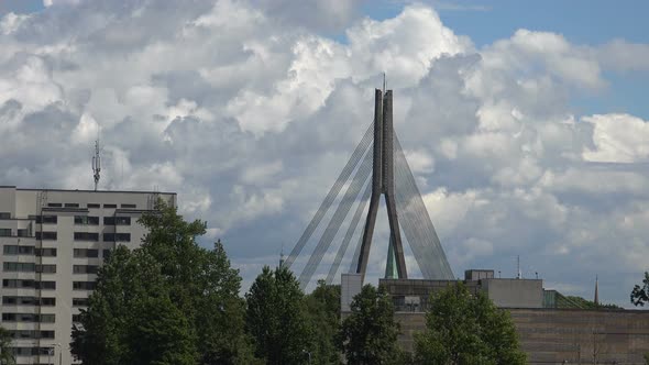 The Suspension Bridge In Riga