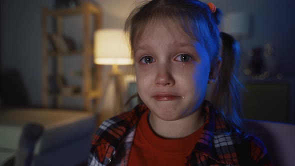 Little Girl Child Crying And Pouring Tears, Stock Footage | VideoHive