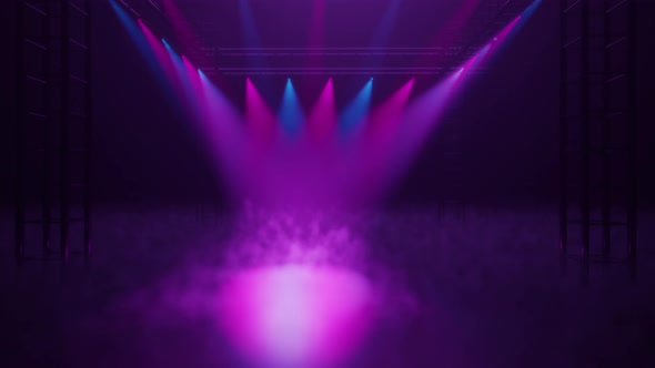 Stage with Purple and Blue Lights and Smoke Creative Backround