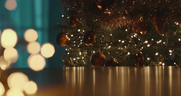 Closeup of Festively Decorated Christmas tree