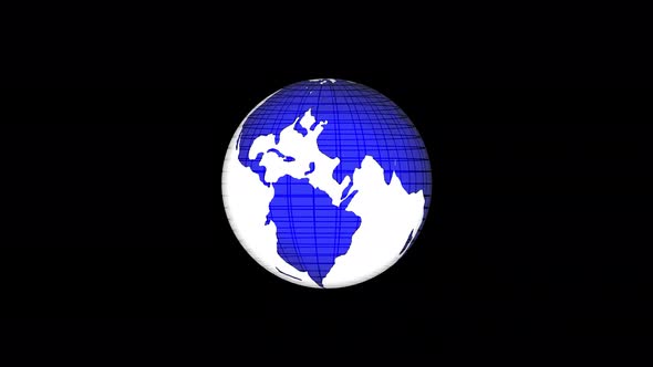 Flat design spinning Earth isolated on black. Animation of planet Earth. Flat design Vd 1736