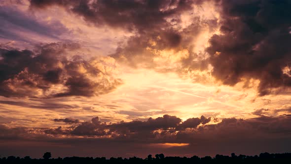 Dynamic Clouds Before Sunset