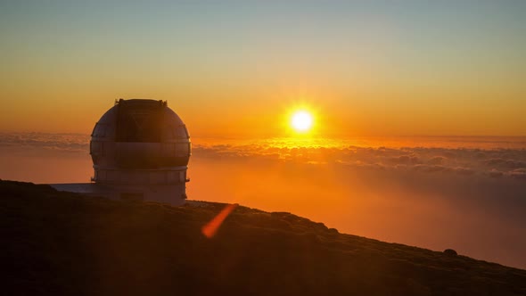 View Of Observatories From Top Of Roque De Los Muchachos, La Palma