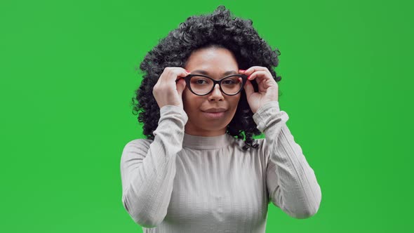 Green Screen Young African Female Gesture Hello