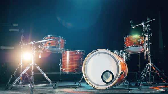 Professional Drum Set Installed in a Studio alt