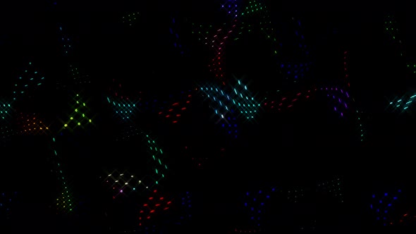 Abstract Background With Light Scattered Lines Dots in full color, on black background alt