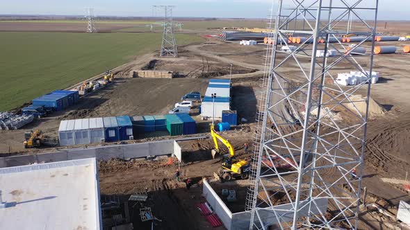 The Biggest Wind Power Station in Europe Construction Site, Heavy Machinery,  alt