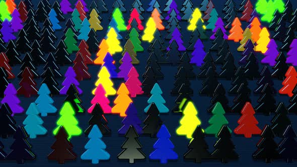 Christmas Card with Multicolor Garland Light Bulbs in Form of Christmas Tree on Plane alt