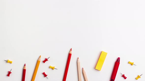 Stop motion animation flat lay top view Education back to school online study concept alt