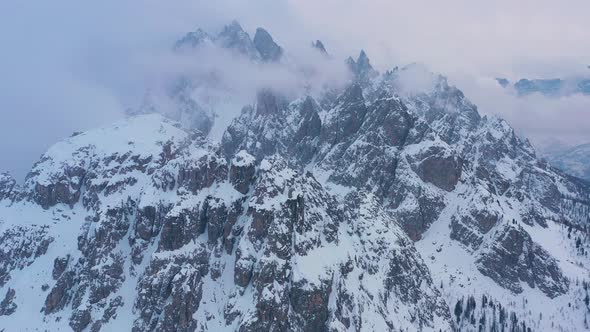 Cadini Di Misurina Mountains on Cloudy Winter Day alt