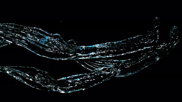 Super Slow Motion Shot of Water Splash on Black Background at 1000Fps alt