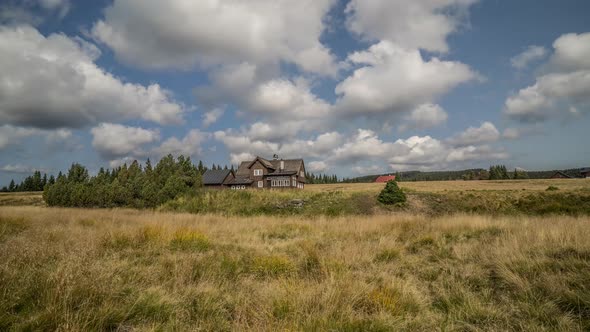 Jizera Mountains, beautiful landscape of the Czech Republic. Time lapse alt
