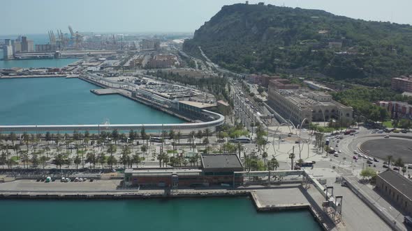 Aerial View of Barcelona with Port and Montjuic alt