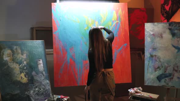 Talented woman painting