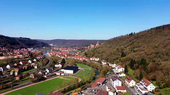 Wertheim with castle at Main and Tauber river estuary, Germany alt