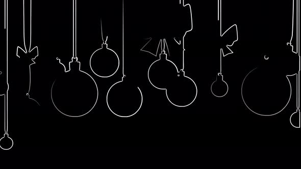 Animation of Christmas balls seamless moving neon lines. 2D animation on a Christmas theme