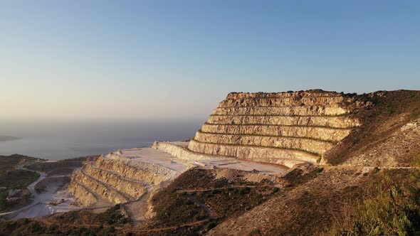 Aerial View of a Gypsum Quarry Mine on the Coast of Crete, Greece