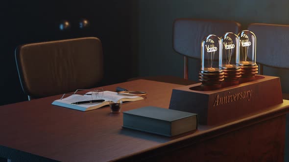3d render illustration of a working office office in retro style