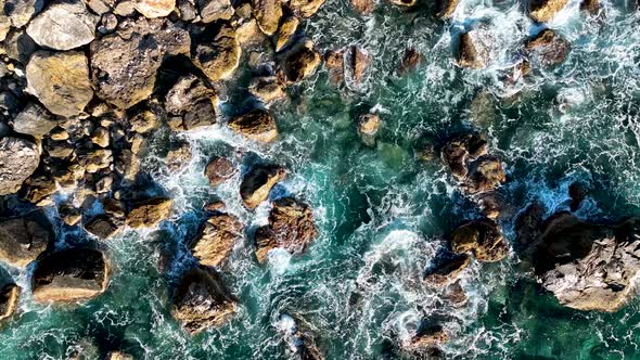 Texture of the sea and wild beach aerial view 4 K alt