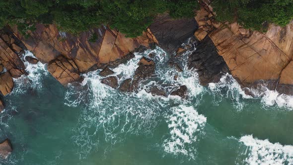 Drone Aerial video Sea crashing on rocks 2