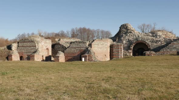 GAMZIGRAD, SERBIA - DECEMBER 25, 2017  Ancient  palace of Felix Romuliana built by Roman Emperor Gal alt