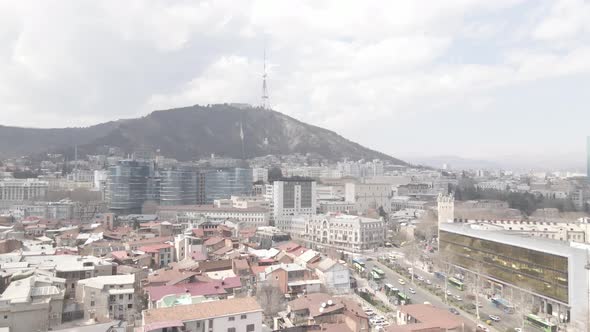 Aerial view of Baratashvili Street in the centre of Tbilisi. Georgia alt