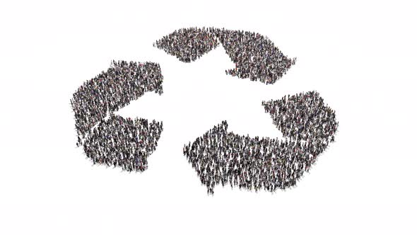 People Gathering And Forming Recycle Logo