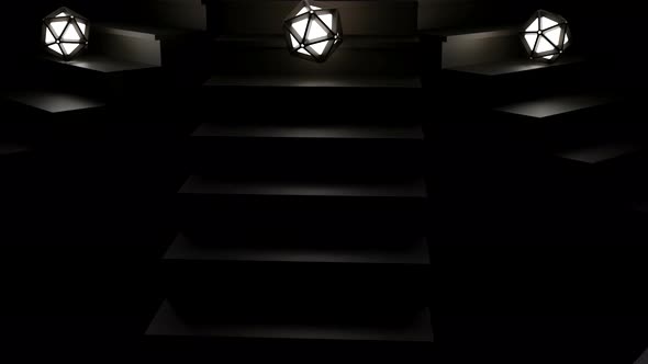 Abstract Lanterns Rolling Down the Stairs Monochrome alt