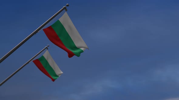 Bulgaria Flags In The Blue Sky - 4K