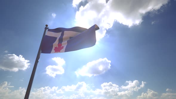 Toronto City Flag on a Flagpole V4 - 4K alt