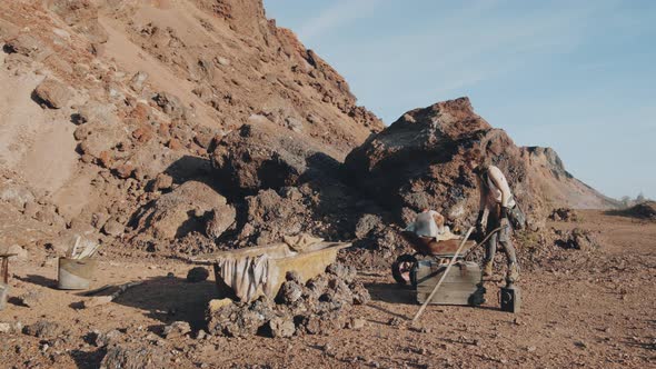 Woman Bringing Water and Filling Bath in Dystopian World alt