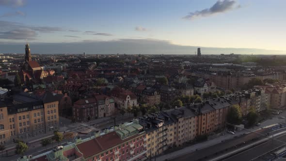 Stockholm Skyline at Sunset Aerial View