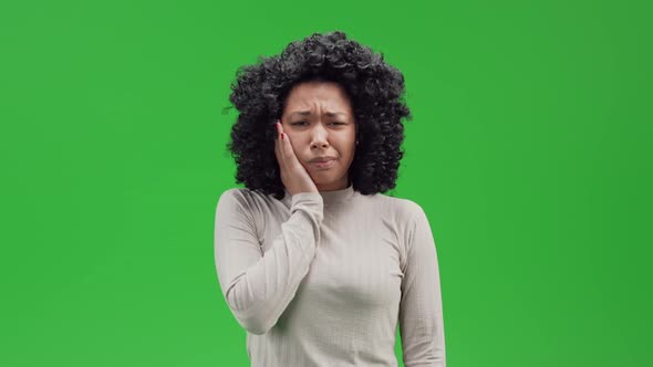 Green Screen Young African Female Sad and Ill