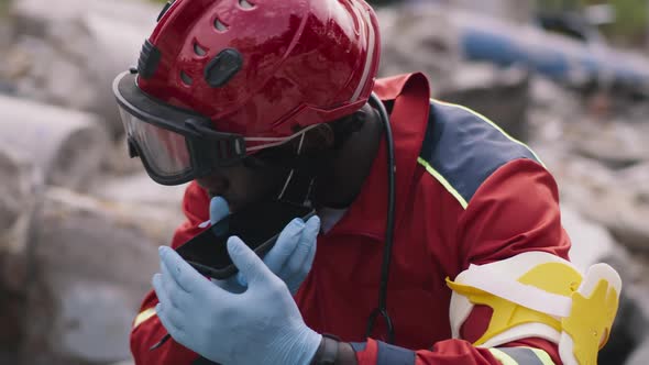 Black Rescuer Listening Voice Message alt