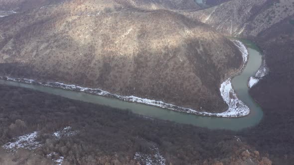 Flight over Timok river canyon 4K aerial video alt