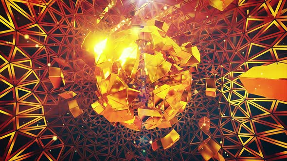 Gold Debris Fantasy 3D Geometric Shapes Background