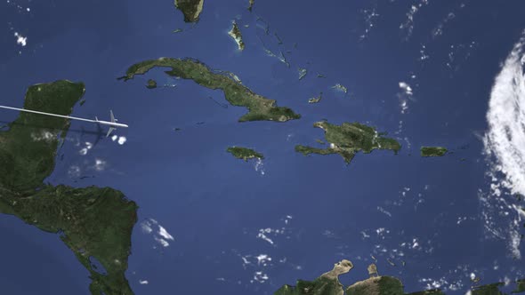 Plane Arriving To Port-au-Prince Haiti From West, Motion Graphics ...